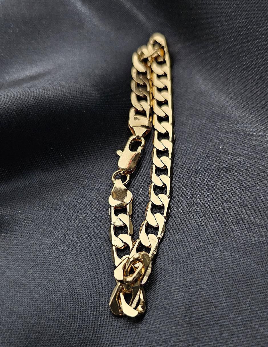 Pulsera de oro laminado Cubano acabado liso 4