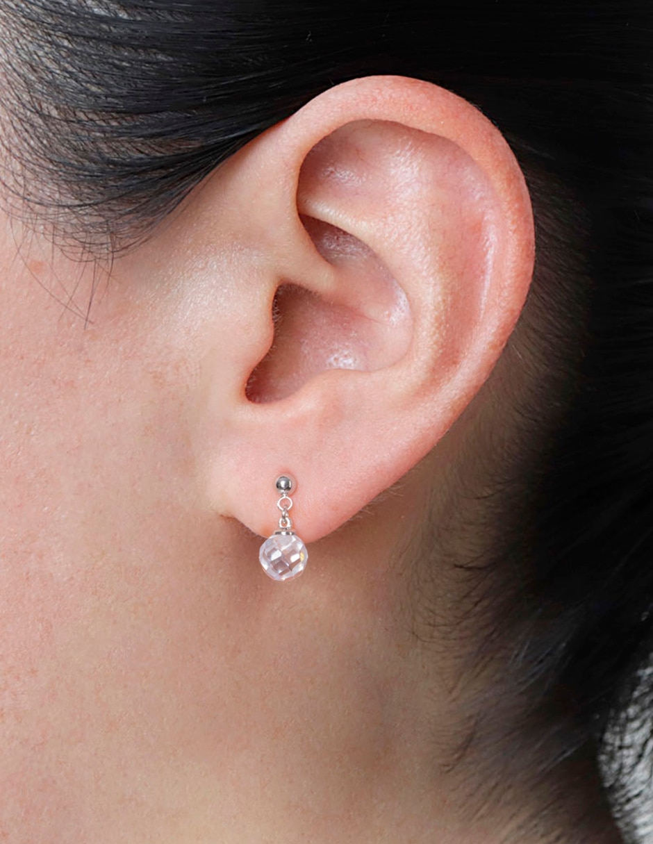 Aretes de esfera con acabado brillante zirconia Aretes de esfera con acabado brillante zirconia