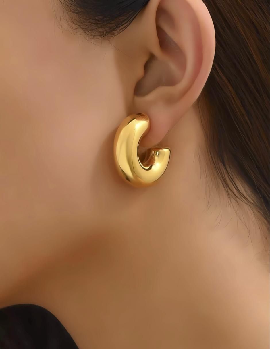 Aretes de aro con acabado brillante 2