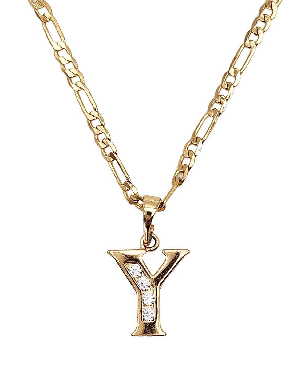 Collar con dije de letra y Letras de oro laminado 10 K Collar con dije de letra y Letras de oro laminado 10 K