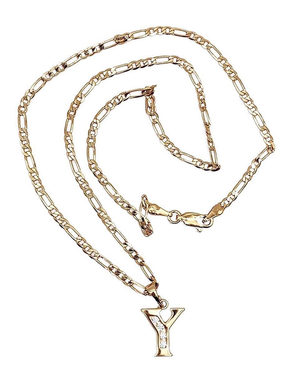 Collar con dije de letra y Letras de oro laminado 10 K 2