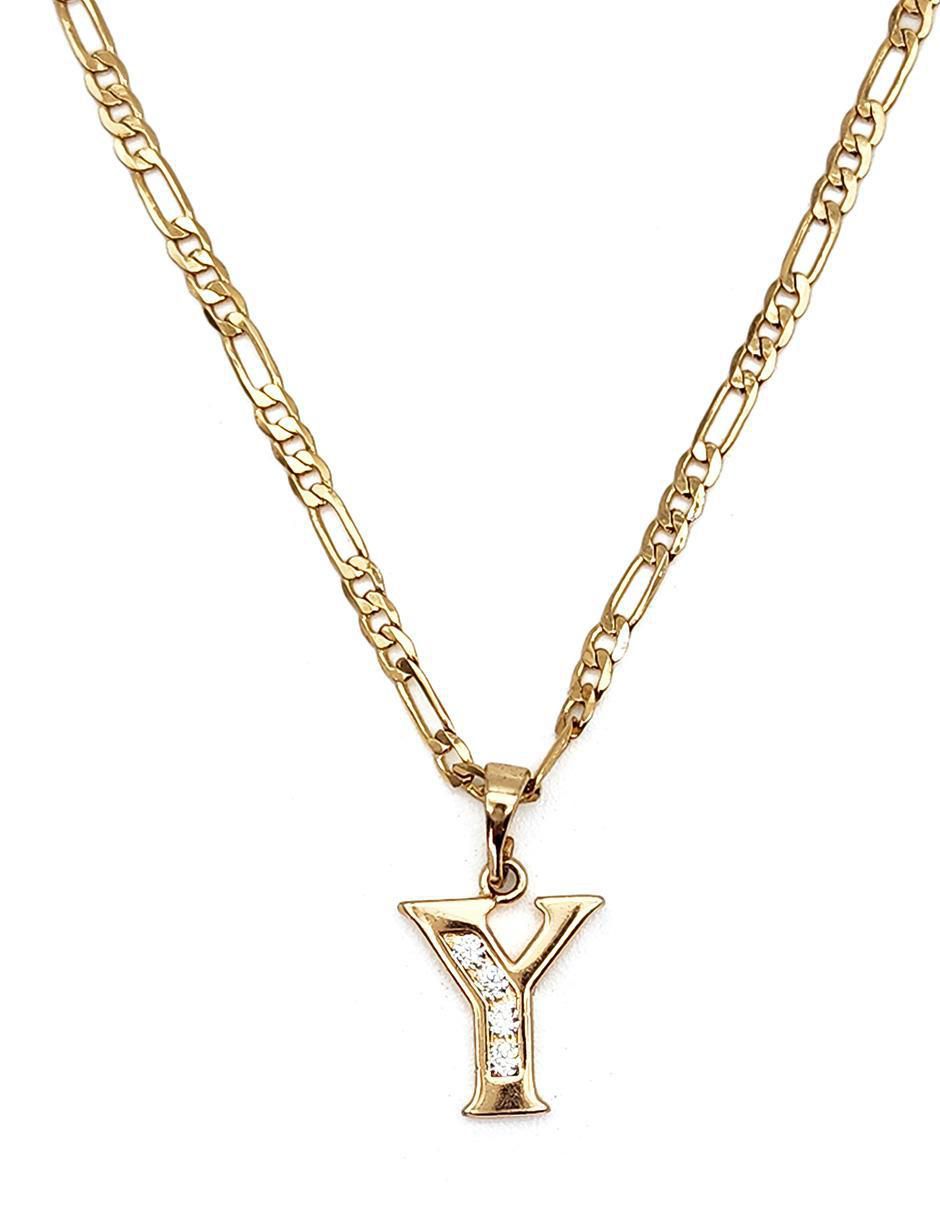 Collar con dije de letra y Letras de oro laminado 10 K 3