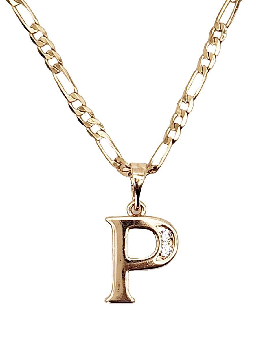 Collar con dije letra p Letras de oro laminado 10 K