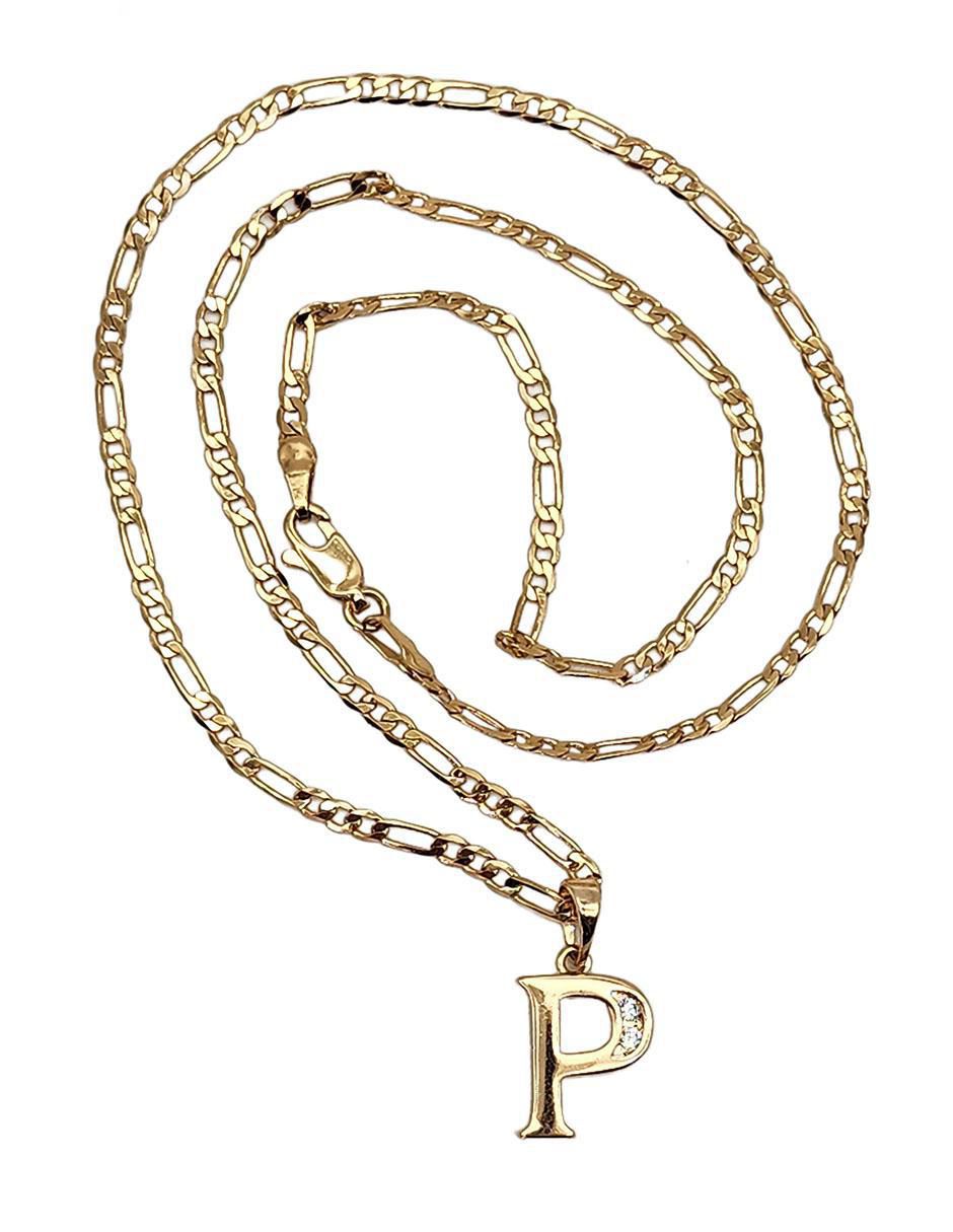 Collar con dije letra p Letras de oro laminado 10 K 3