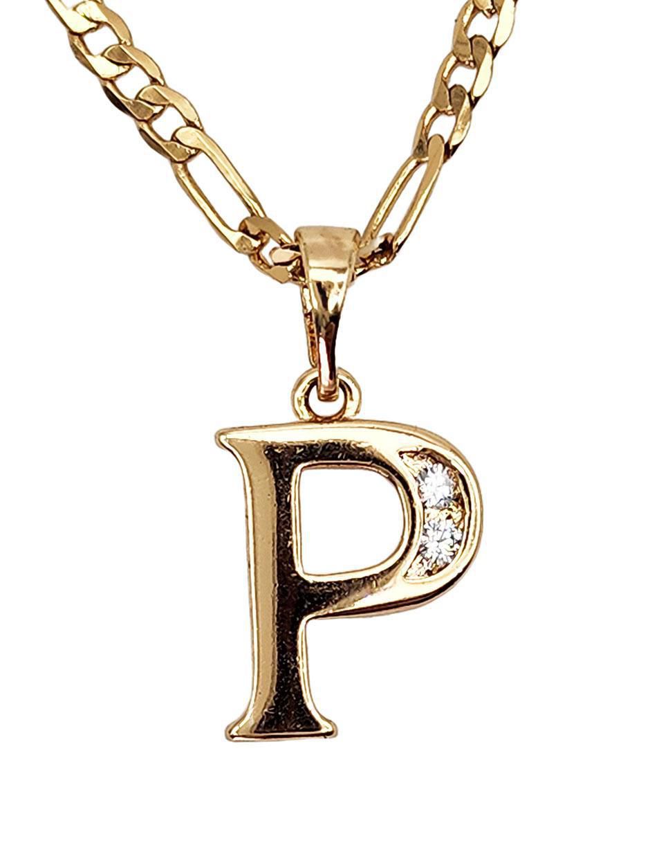 Collar con dije letra p Letras de oro laminado 10 K 4