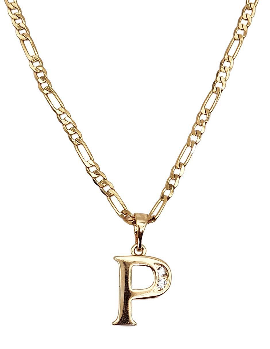 Collar con dije letra p Letras de oro laminado 10 K 5