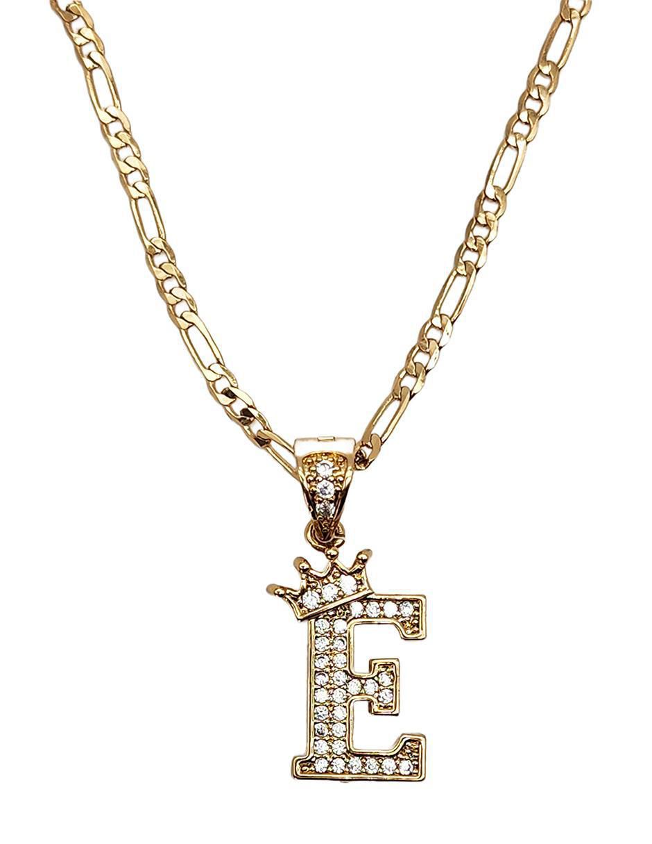 Collar con dije letra e Letras de oro laminado 10 K 2