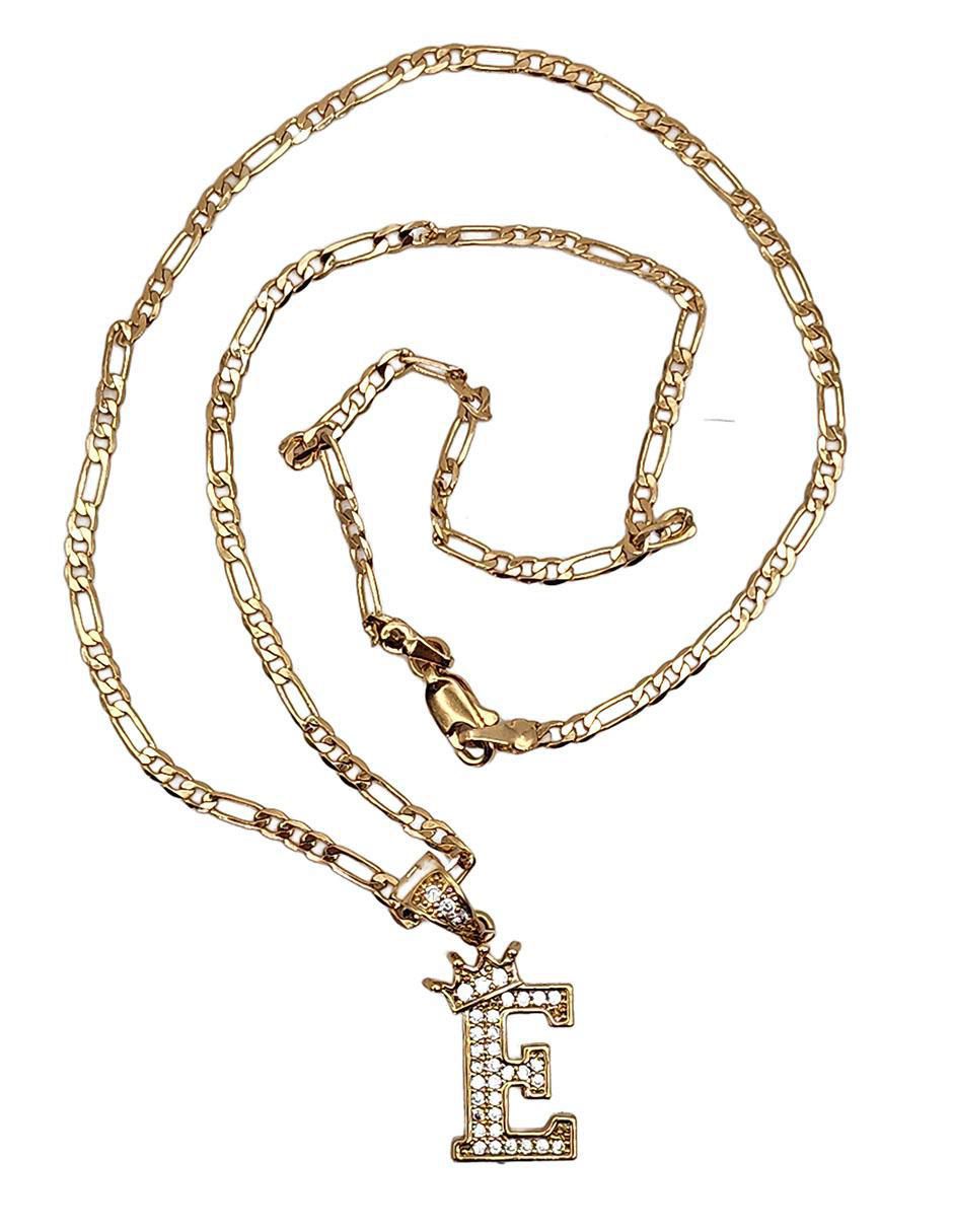Collar con dije letra e Letras de oro laminado 10 K 4
