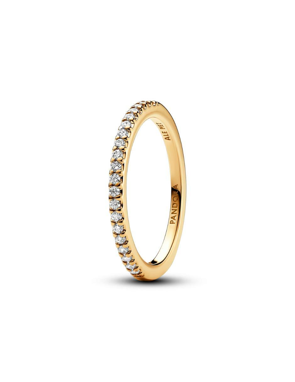 Anillo Timeless de plata P 925 zirconia cúbica con acabado baño de oro 2