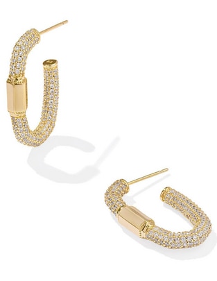 Aretes de aro con acabado pavé cristal
