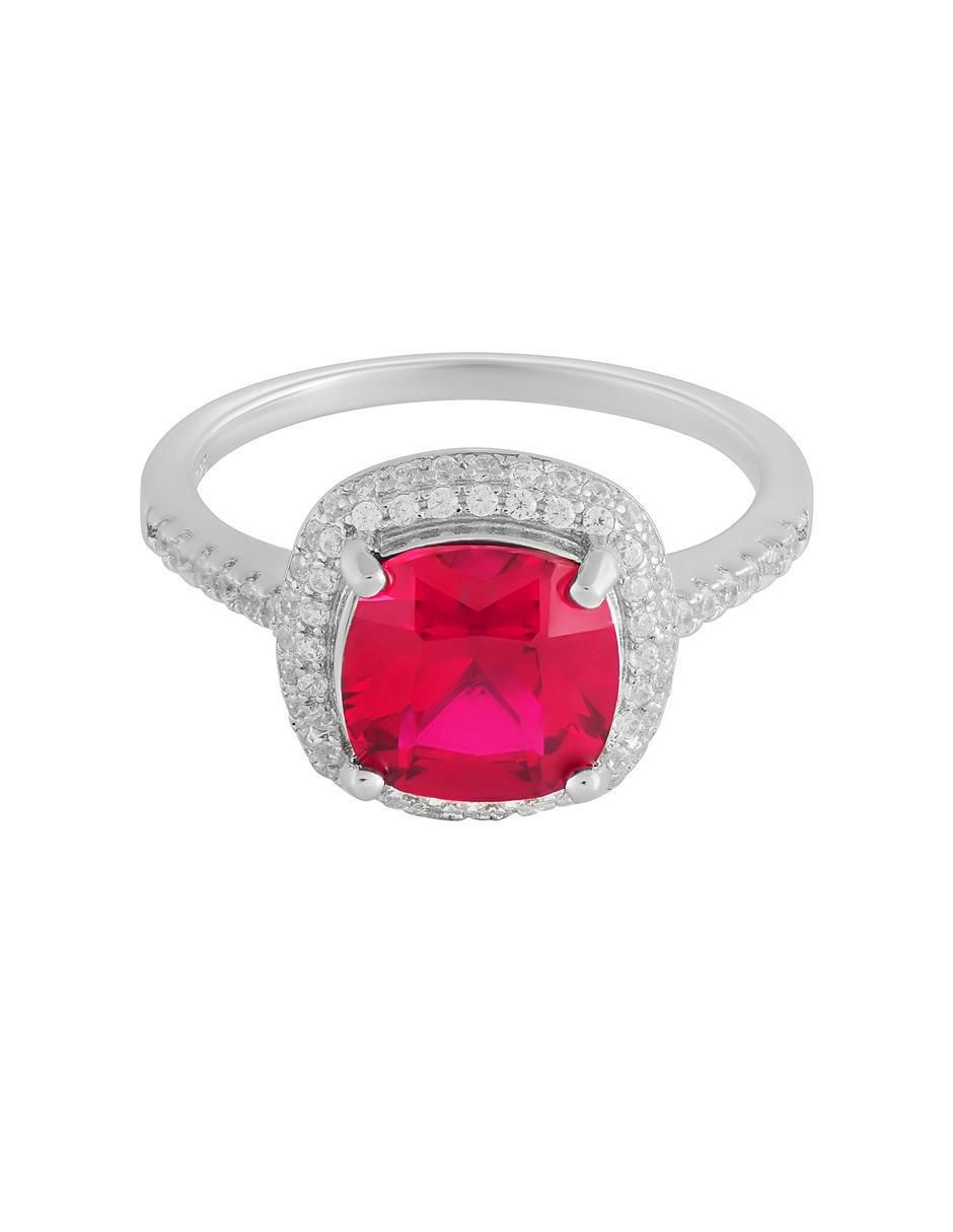 Anillo P 925 de plata rubí brillante