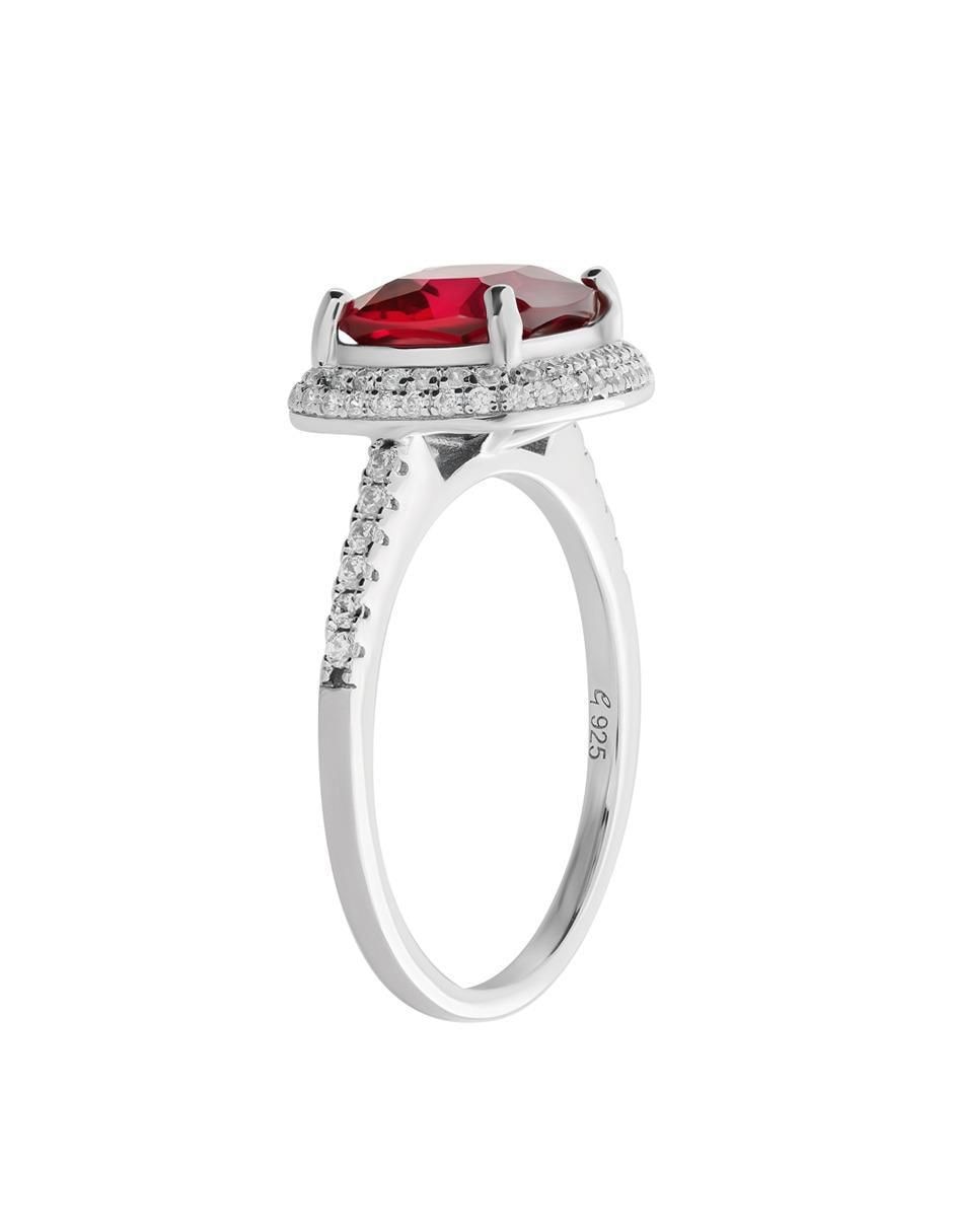 Anillo P 925 de plata rubí brillante