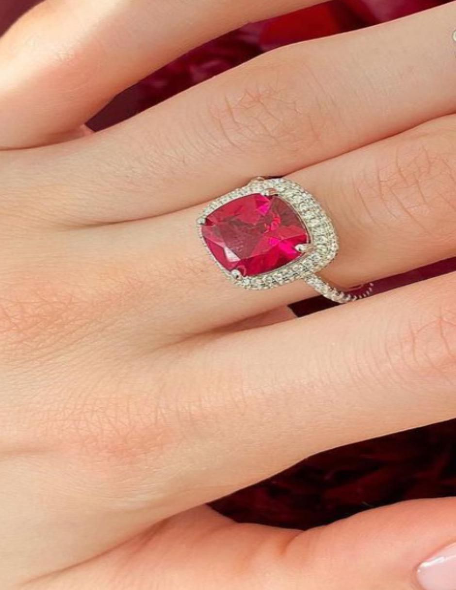 Anillo P 925 de plata rubí brillante