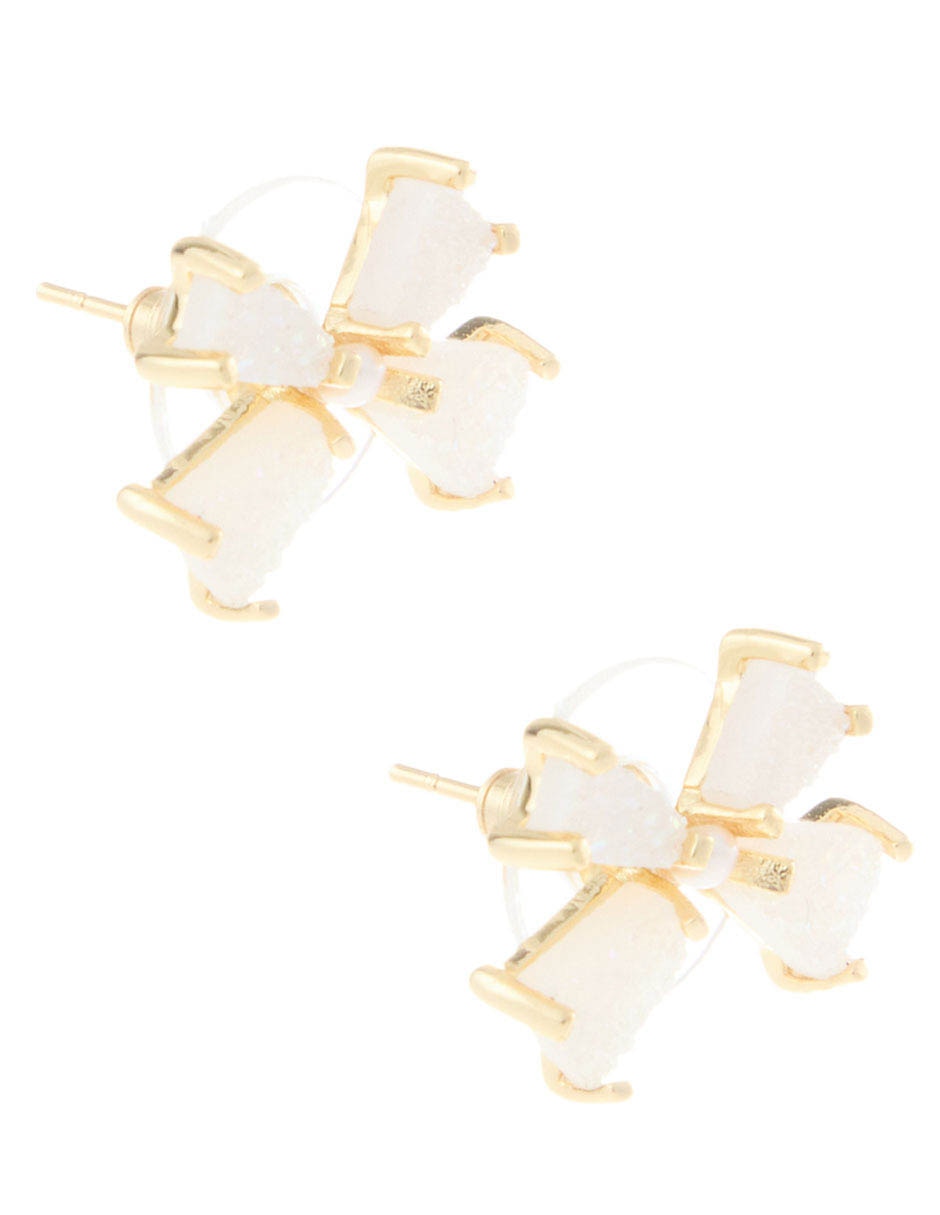 Aretes de moño con acabado brillante cristal 2