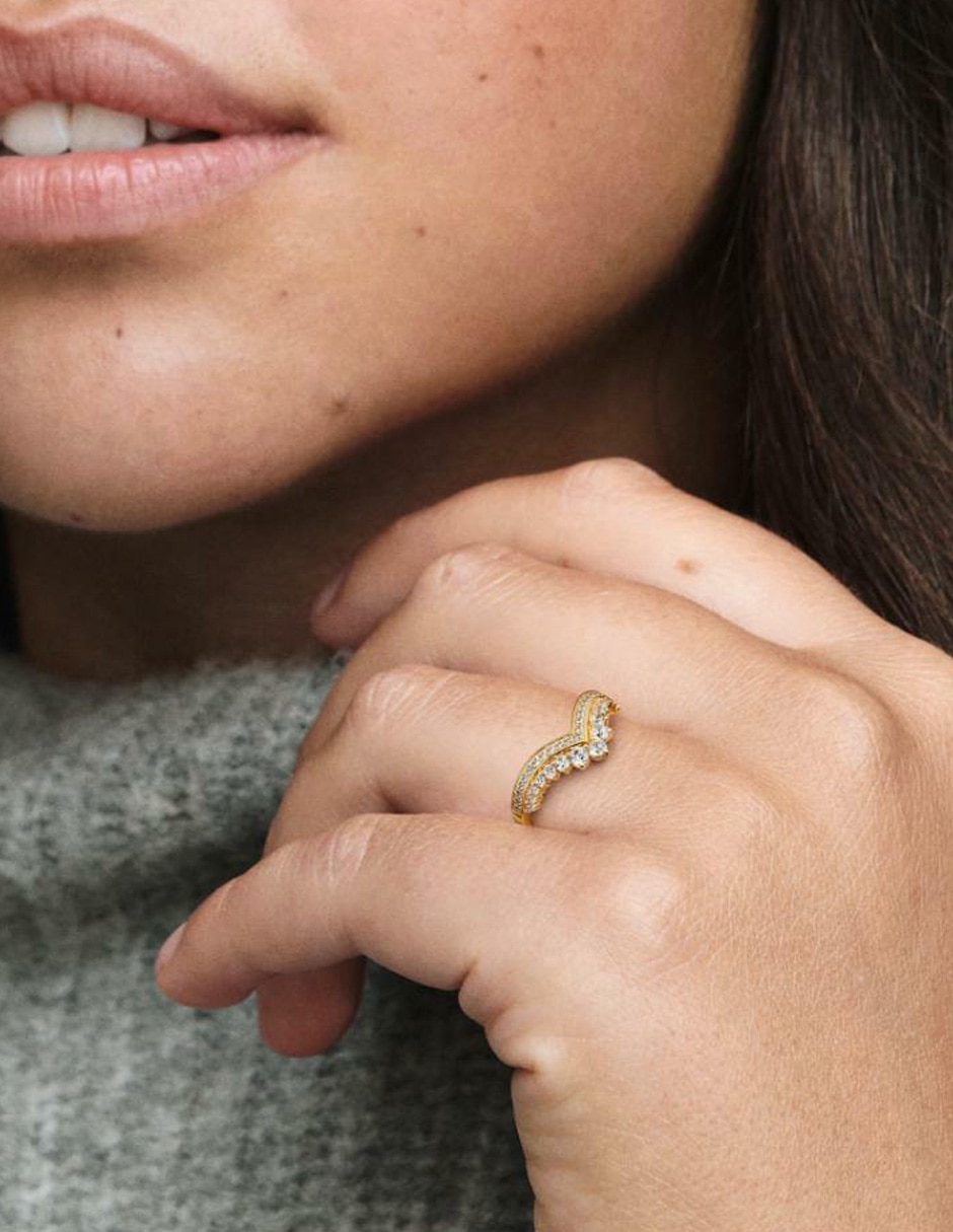 Anillo Timeless de plata P 925 zirconia cúbica baño de oro 2