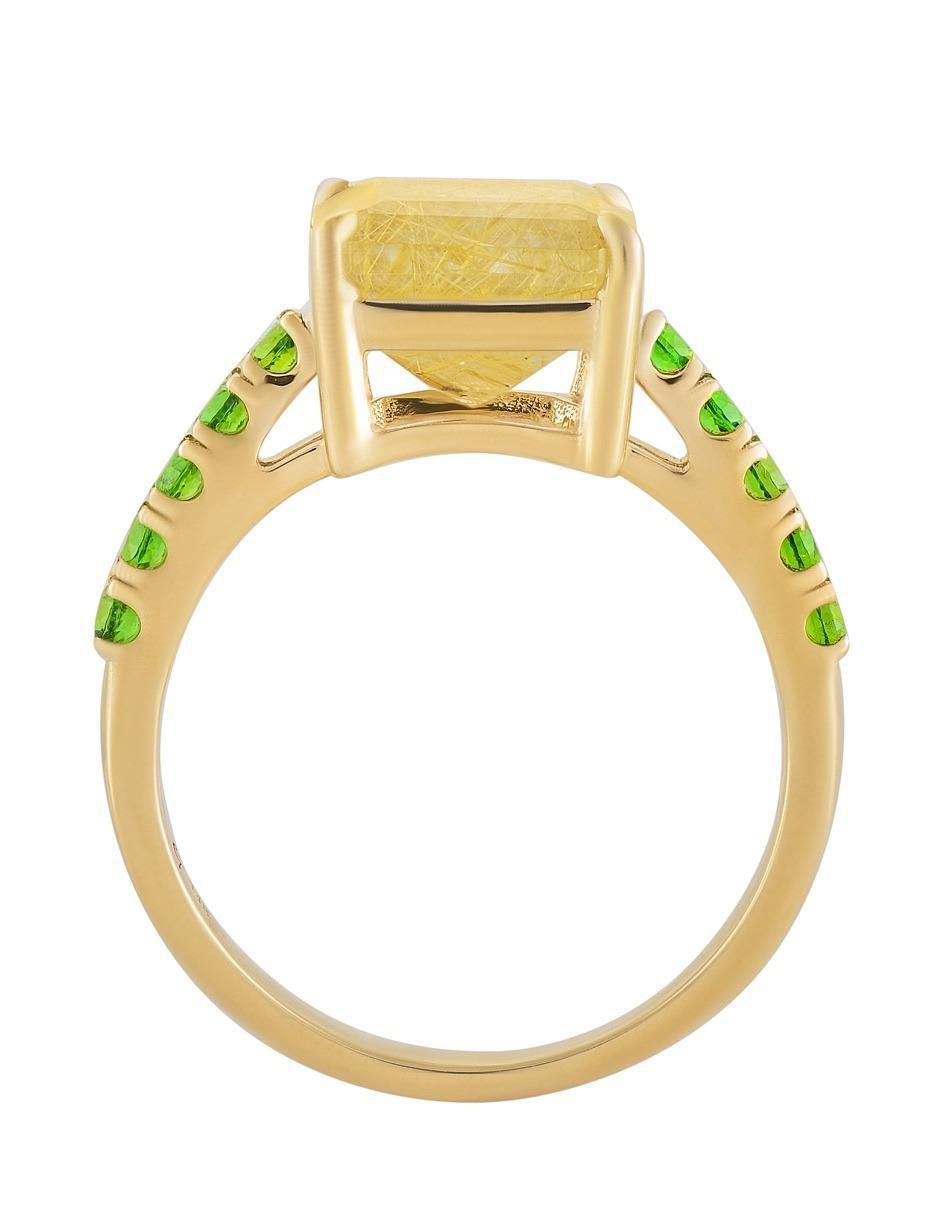 Anillo 14 k de oro cuarzo brillante