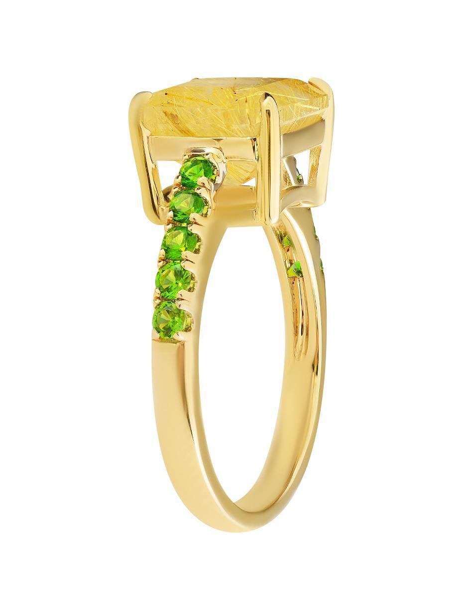 Anillo 14 k de oro cuarzo brillante 5