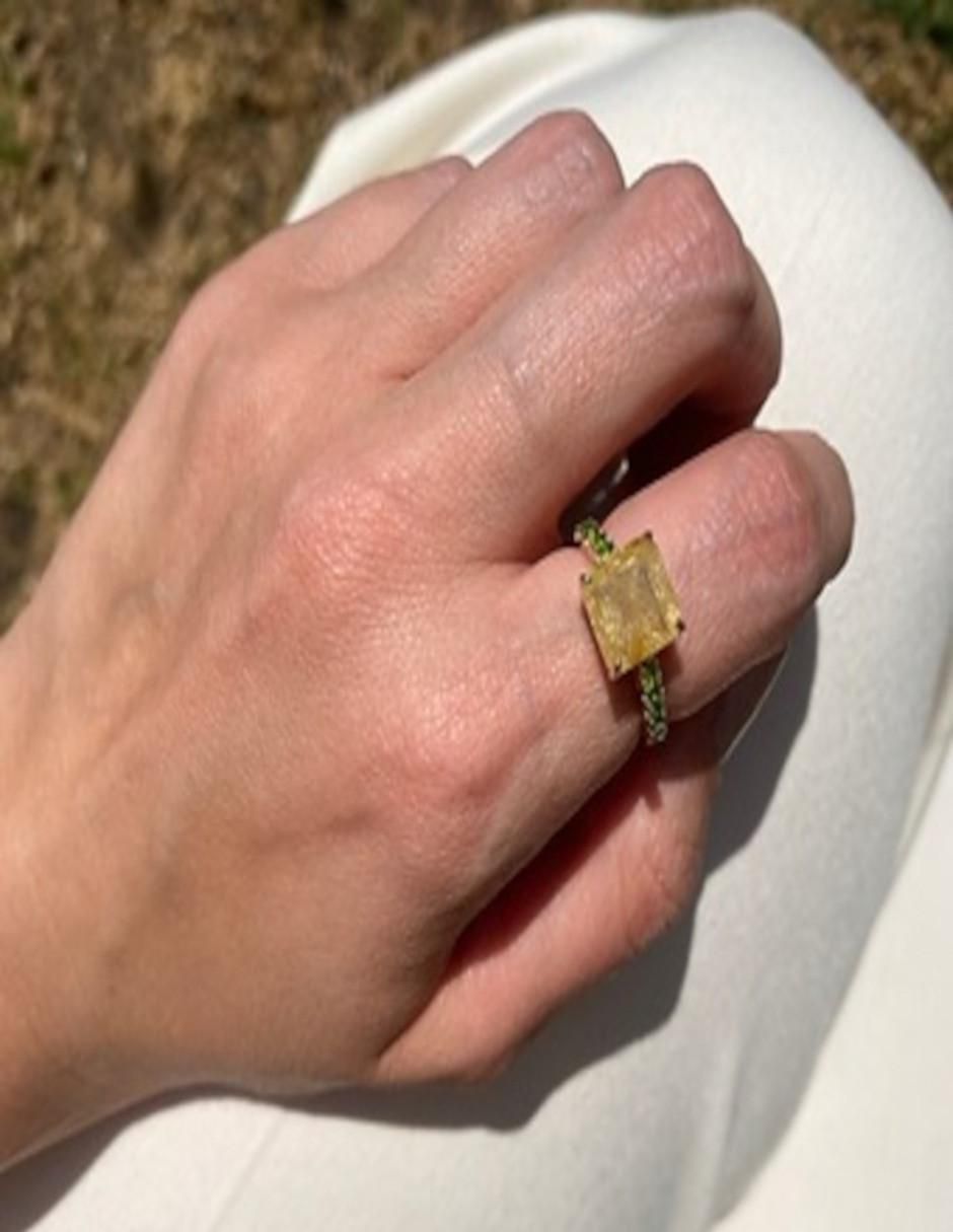 Anillo 14 k de oro cuarzo brillante