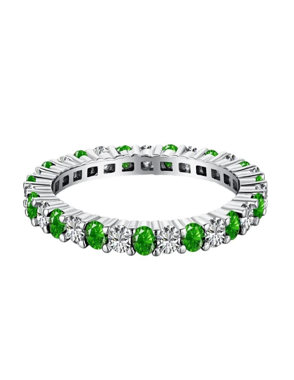 Anillo P 925 de plata esmeralda brillante Anillo P 925 de plata esmeralda brillante
