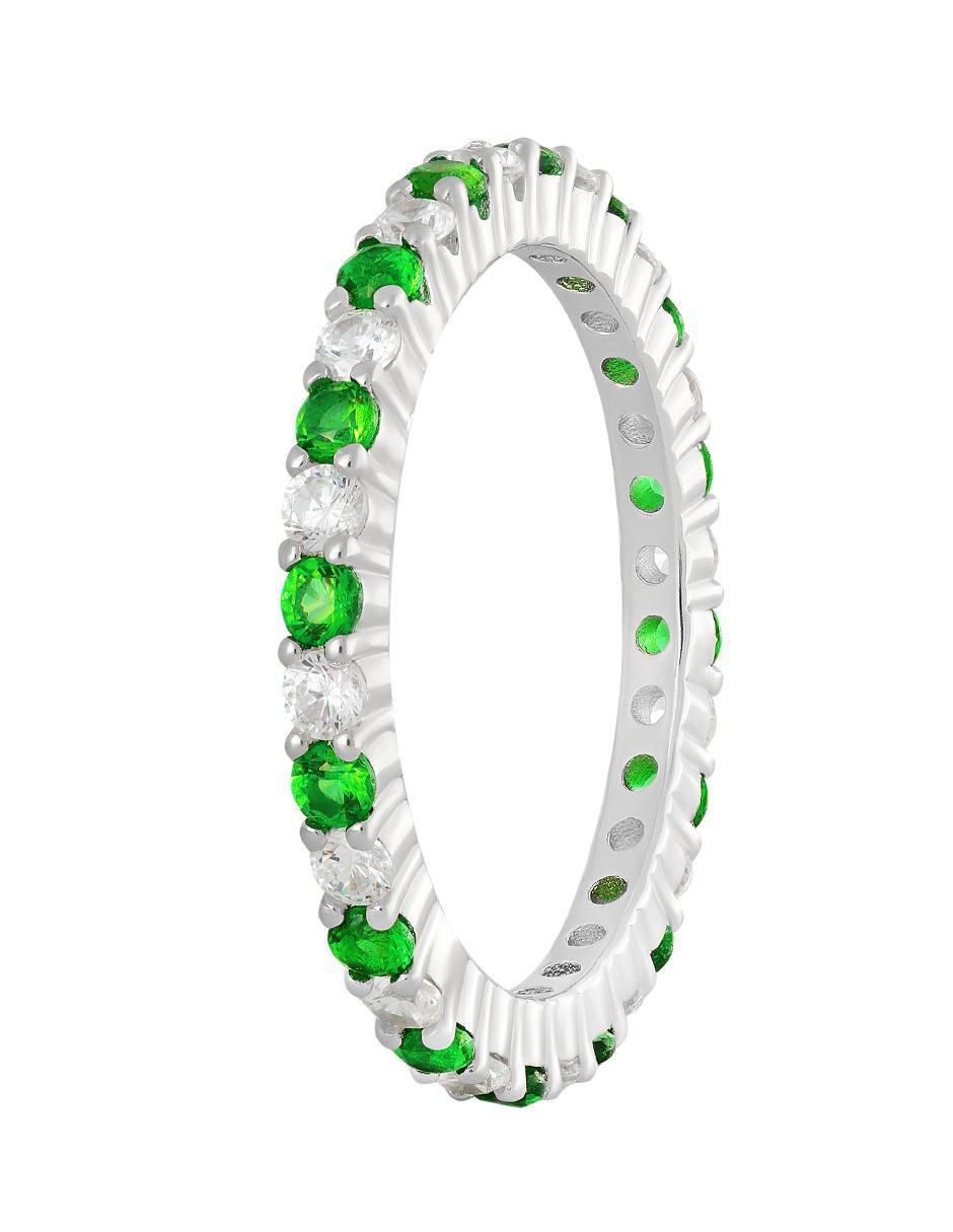 Anillo P 925 de plata esmeralda brillante