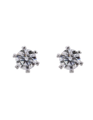 Aretes redondos de plata con acabado brillante moissanita