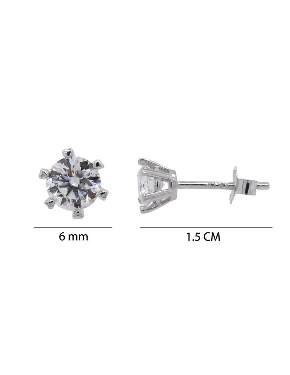 Aretes redondos de plata con acabado brillante moissanita 6