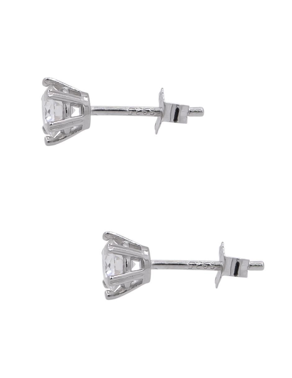 Aretes redondos de plata con acabado brillante moissanita 3