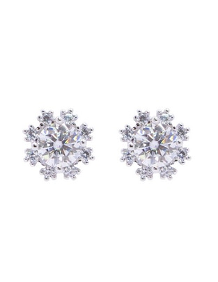 Broqueles circulares de plata con acabado pavé moissanita