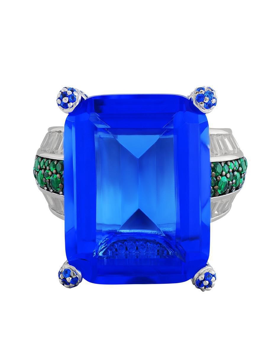 Anillo P 925 de plata zafiro brillante