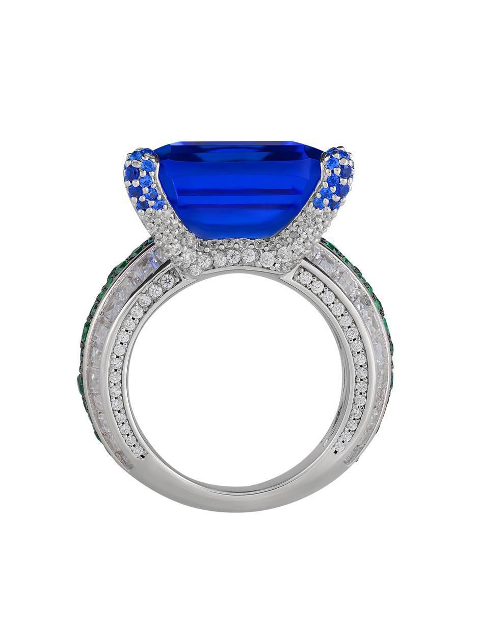 Anillo P 925 de plata zafiro brillante 5