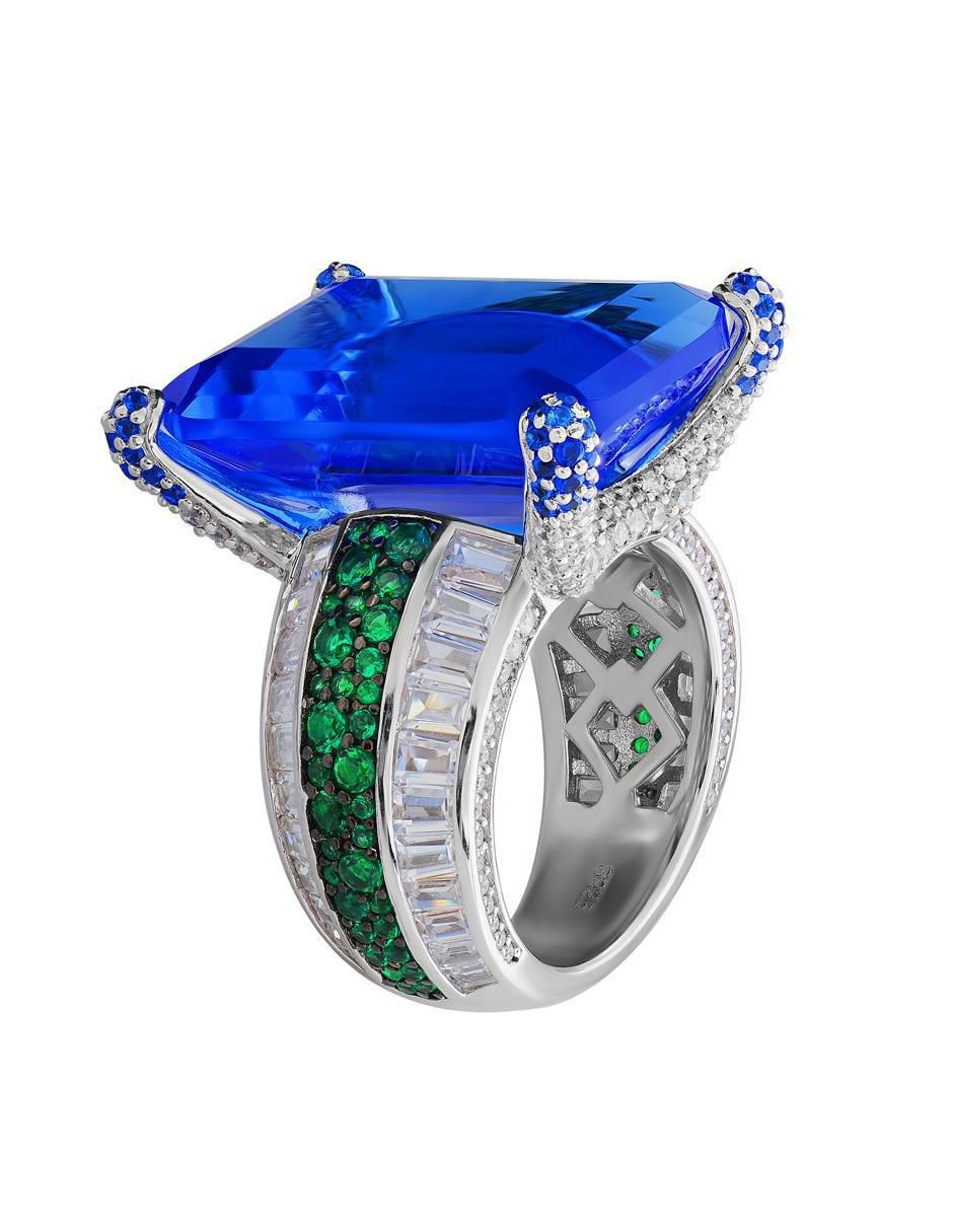 Anillo P 925 de plata zafiro brillante