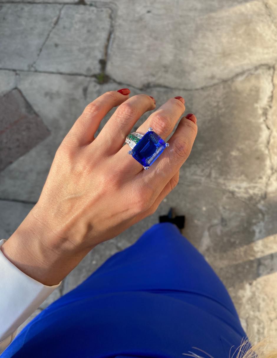 Anillo P 925 de plata zafiro brillante