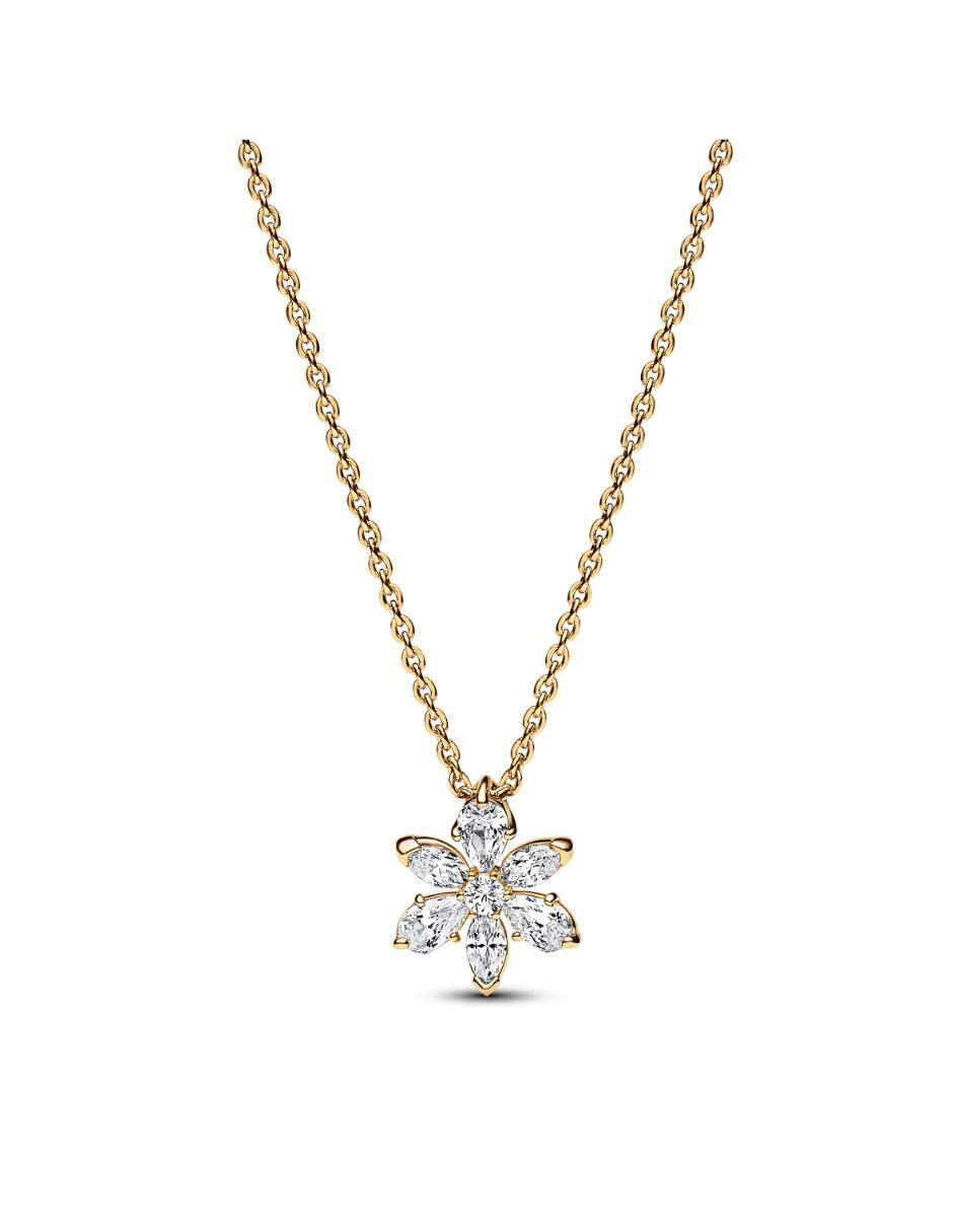 Collar de flor de plata con acabado baño de oro P 925