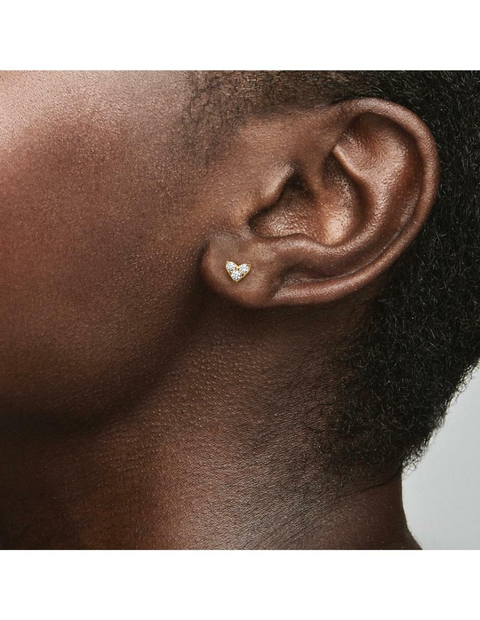 Aretes de corazón Timeless de plata P 925 con acabado baño de oro zirconia cúbica 2