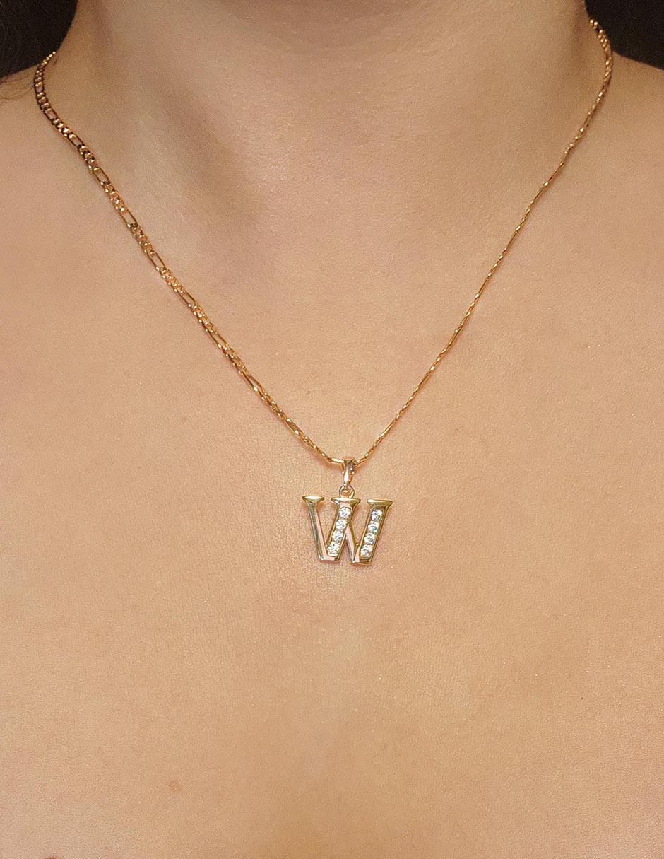 Collar con dije letra w de oro laminado 10 K 5