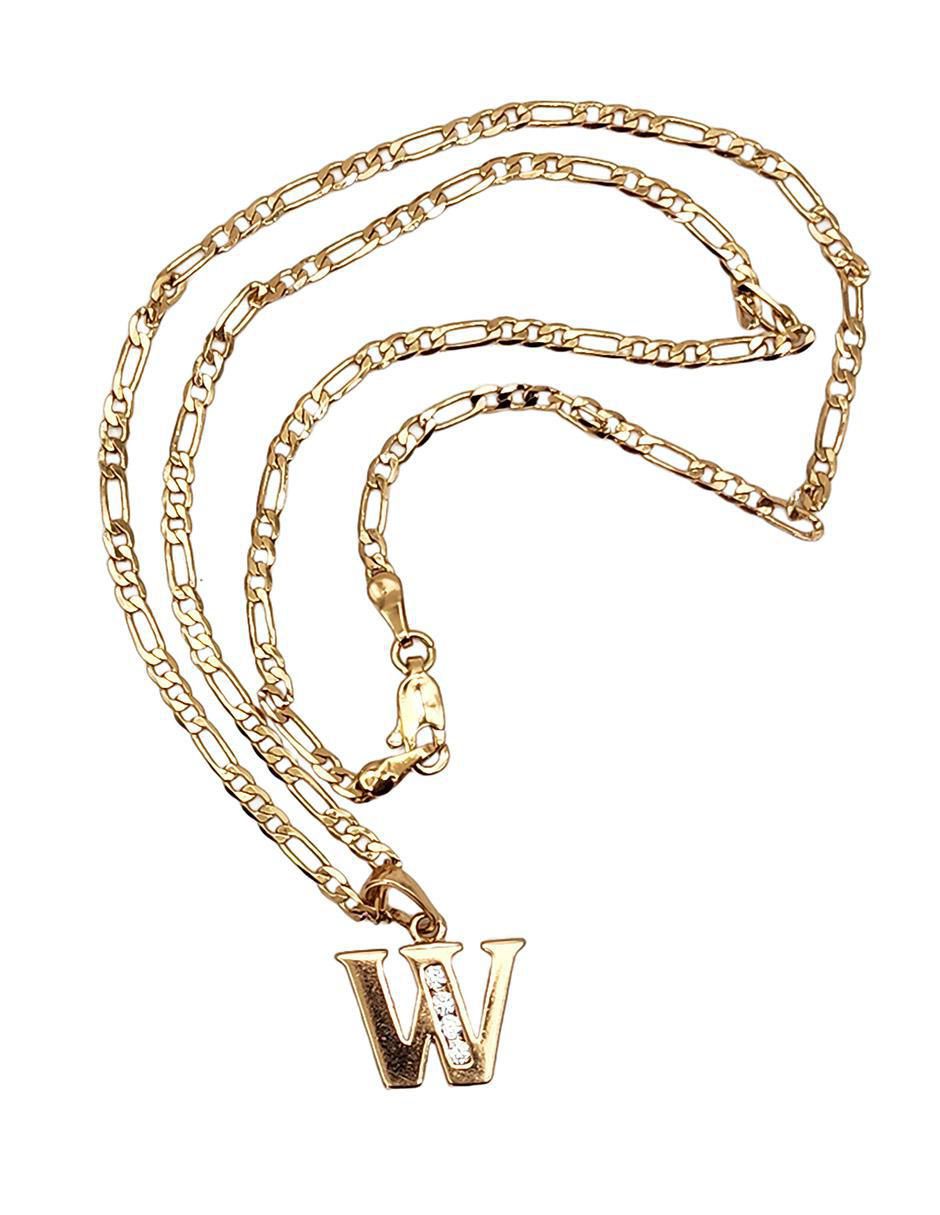 Collar con dije letra w de oro laminado 10 K 7