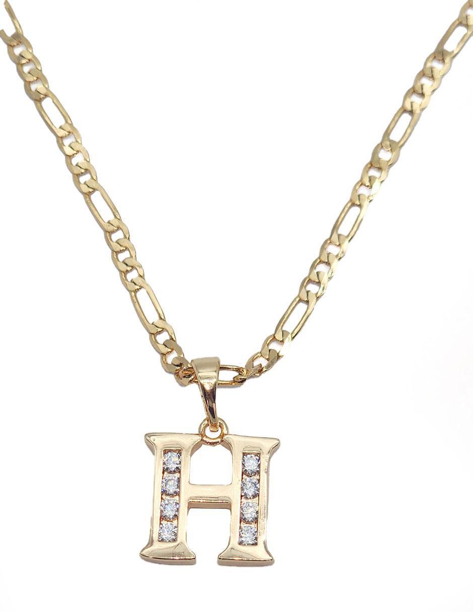 Collar con dije letra h Letras de oro laminado 10 K