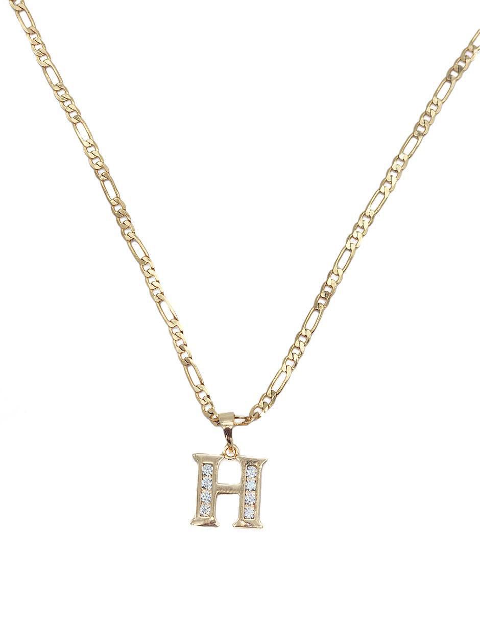 Collar con dije letra h Letras de oro laminado 10 K 2