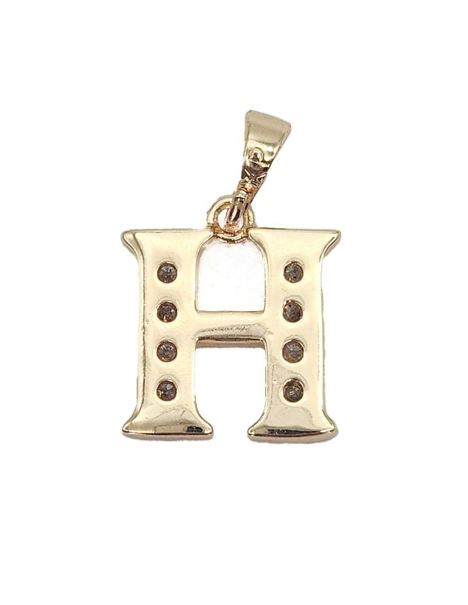 Collar con dije letra h Letras de oro laminado 10 K 4