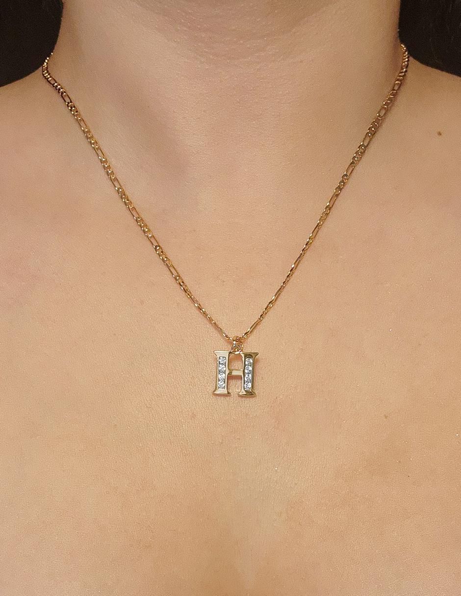 Collar con dije letra h Letras de oro laminado 10 K 7