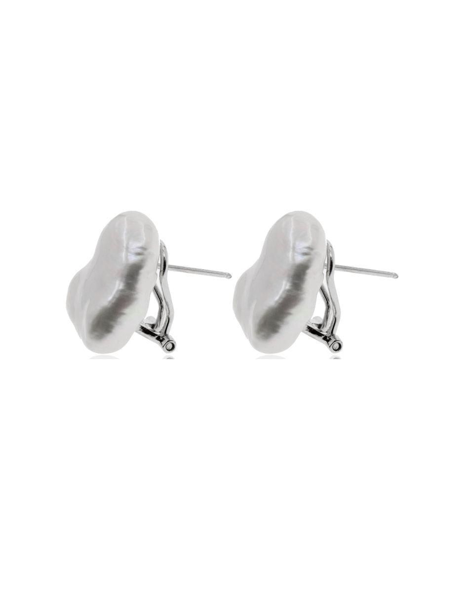 Aretes Nupcial de plata P 925 con acabado baño de rodio perla 2