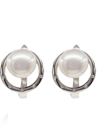 Broqueles circulares Nupcial de plata P 925 con acabado baño rodio perla Broqueles circulares Nupcial de plata P 925 con acabado baño rodio perla