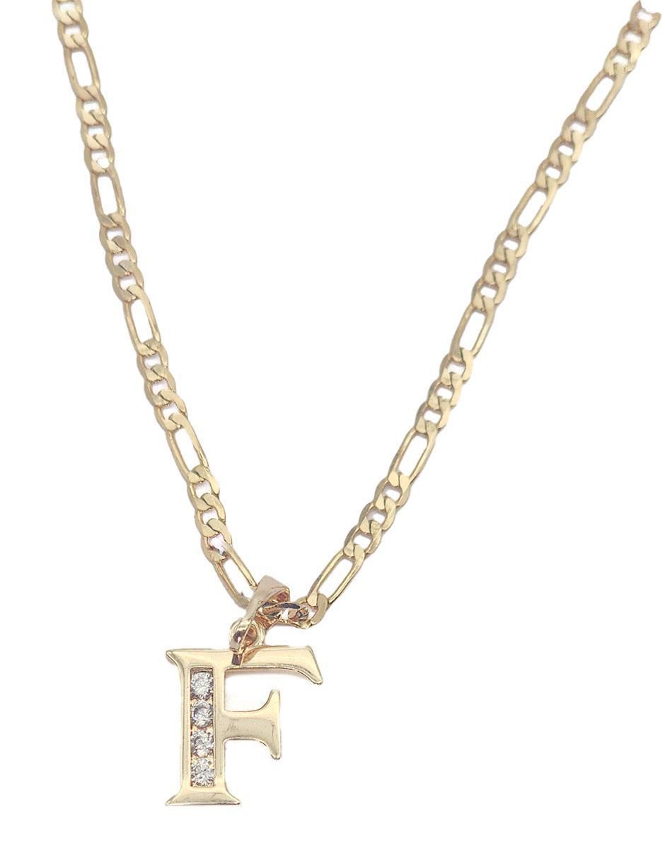 Collar con dije de letra f Letras de oro laminado 10 K