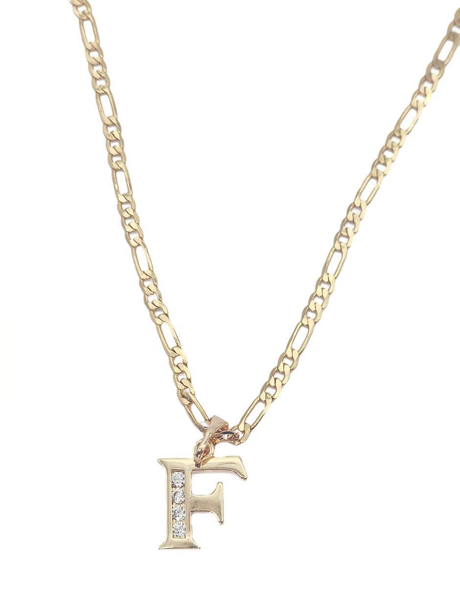 Collar con dije letra f Letras de oro laminado 10 K 3