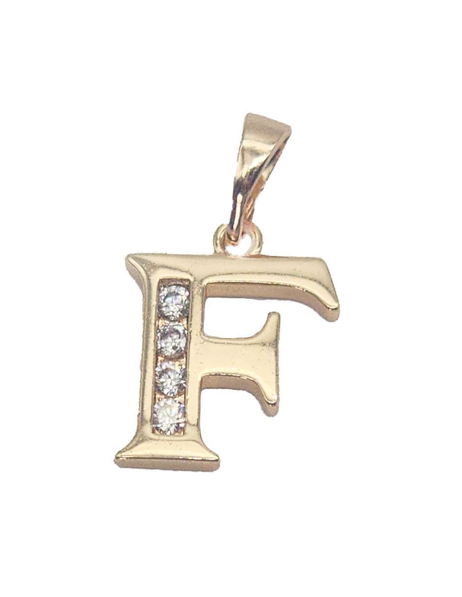 Collar con dije letra f Letras de oro laminado 10 K 5
