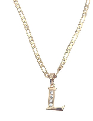 Collar con dije letra l Letras de oro laminado 10 K