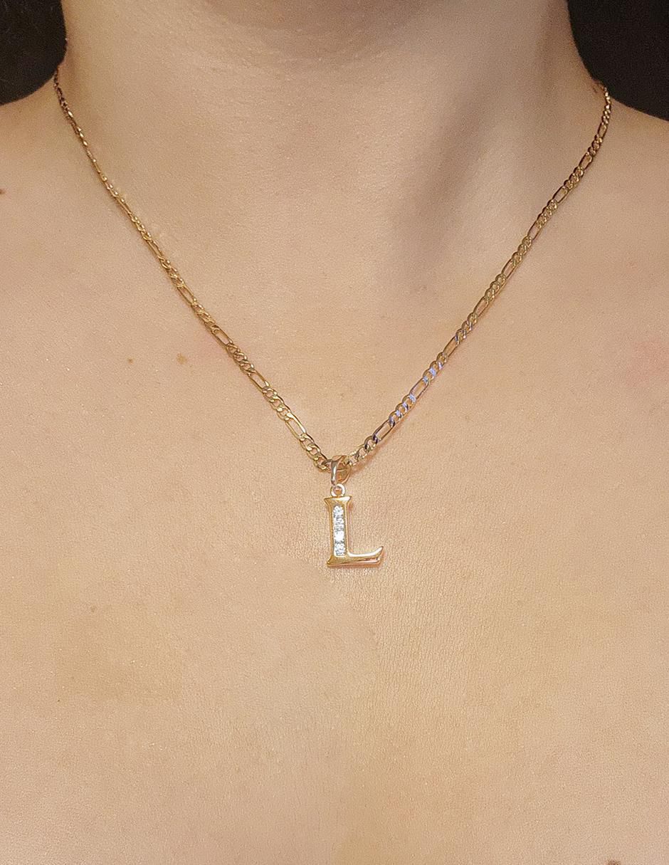 Collar con dije letra l Letras de oro laminado 10 K 2