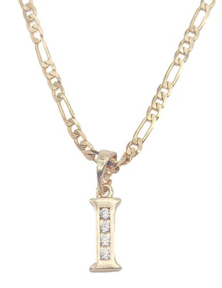 Collar con dije de letra i Letras de oro laminado 10 K Collar con dije de letra i Letras de oro laminado 10 K