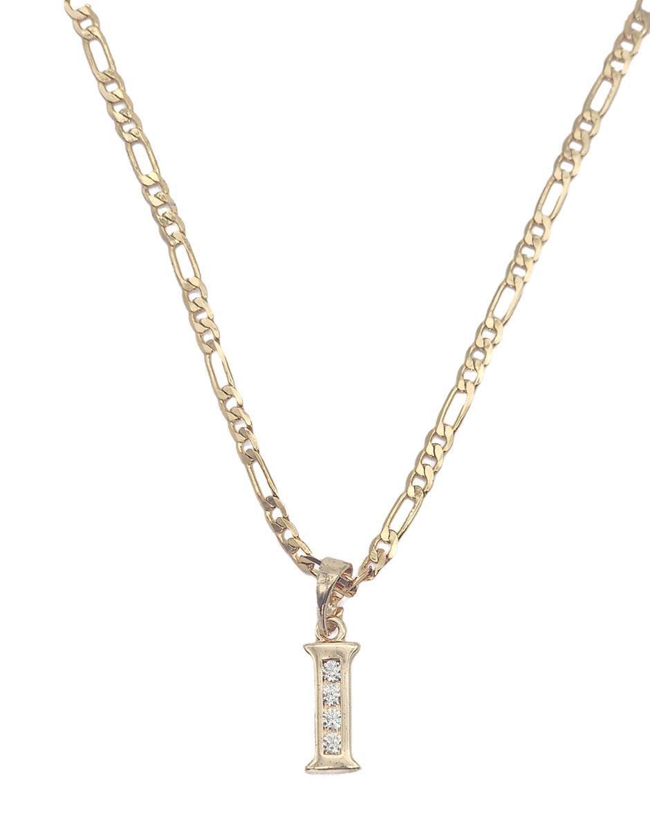 Collar con dije letra i Letras de oro laminado 10 K 3