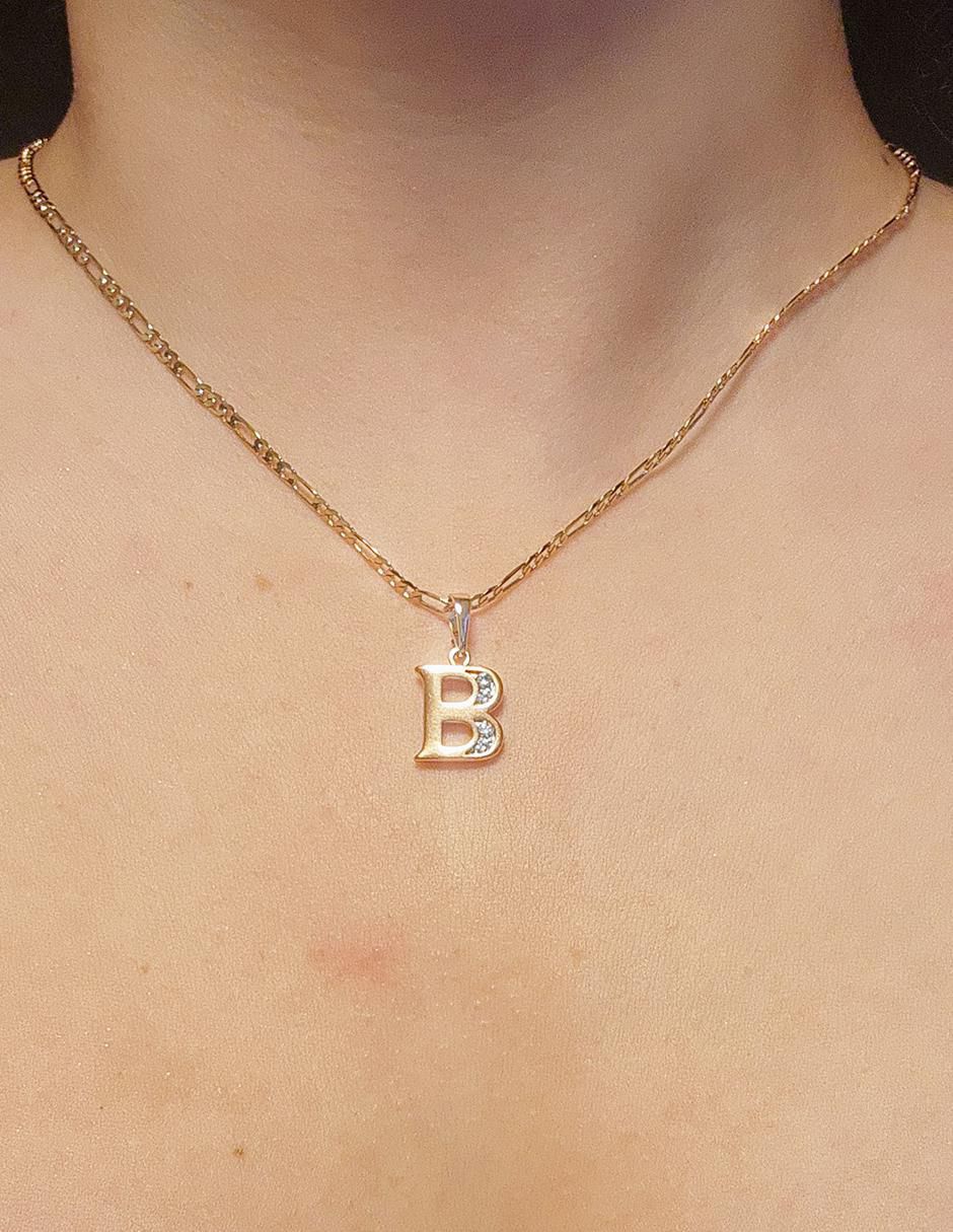 Collar con dije letra b Letras de oro laminado 10 K 2